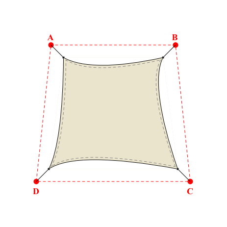 Voile d'ombrage trapèze en Soltis Perform 92 Karité 92-50843 - 2,03x2,29x2,63x2,29m