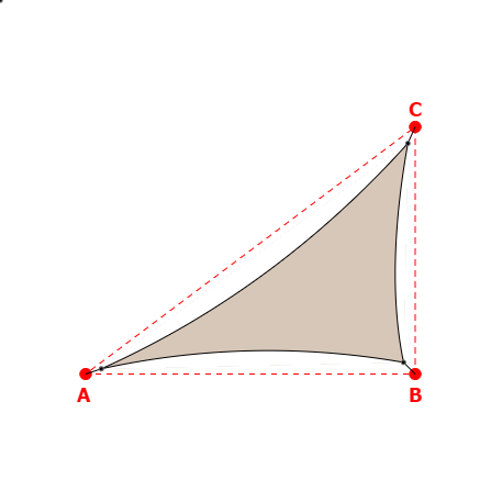 Voile d'ombrage triangle en Soltis Horizon 86 Beige sablé 86-2135 - 5,50x3,98x6,92m