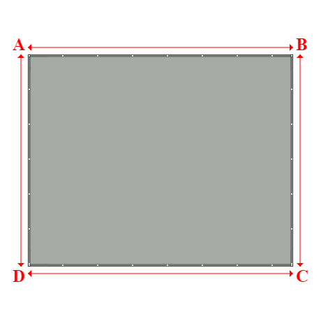 Bâche plate rectangle sur mesure en Membrane PVC 670gr/m² Gris clair RAL 7038 - 5.00x4.00m