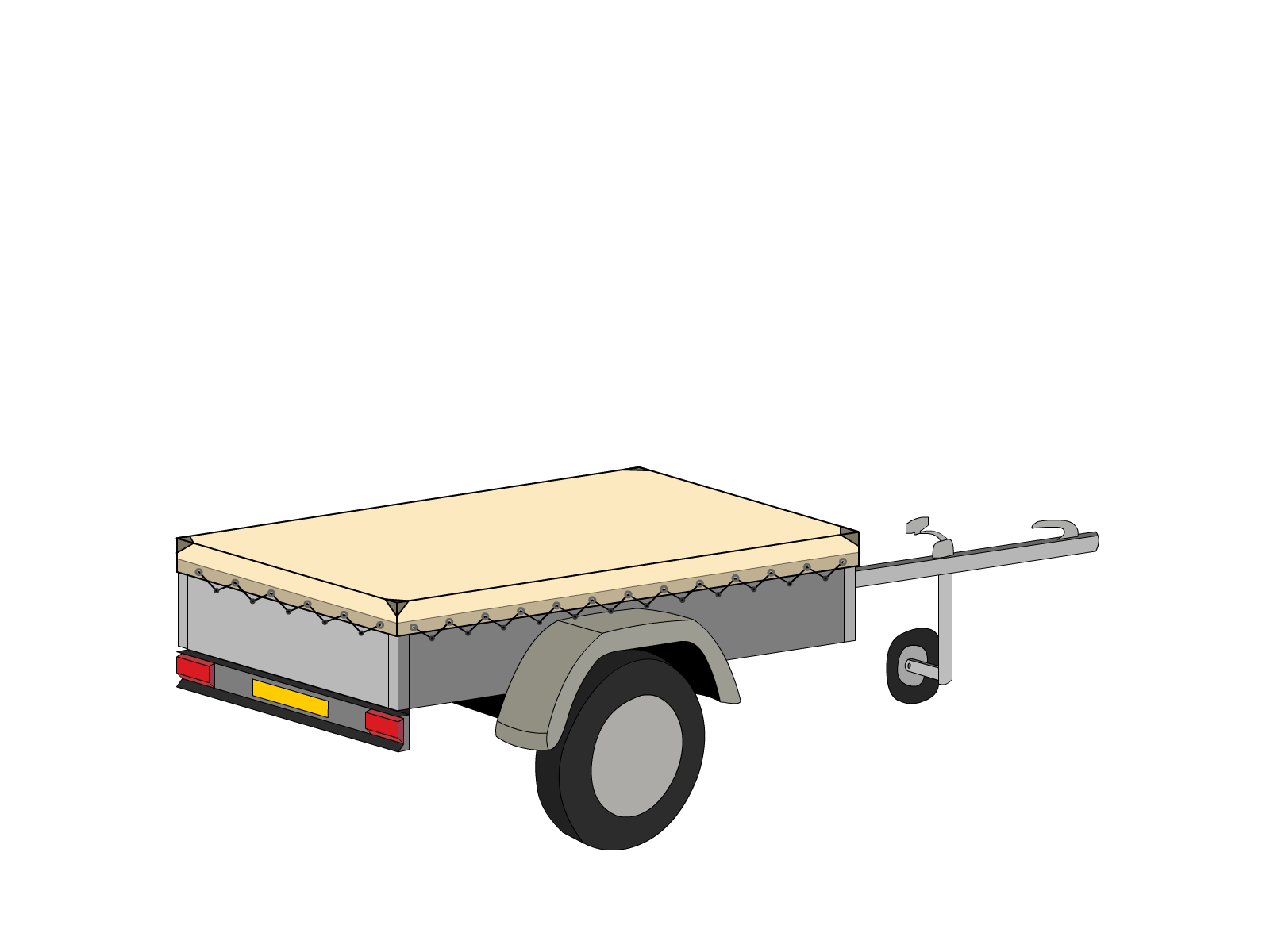 Bâche pour remorque bagagère Basse droite en Membrane PVC 670gr/m² Beige ral 1015