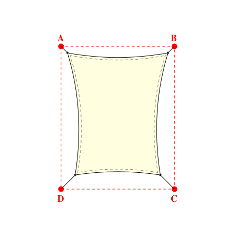 Voile d'ombrage rectangle en Soltis Lounge 96 Blanc Cassé 96-1103 - 3,94x4,79x3,34x4,79m