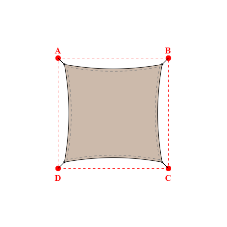 Voile d'ombrage carrée en Soltis Lounge 96 Sandy beige 96-2135 - 1,33x1,33x1,33x1,33m