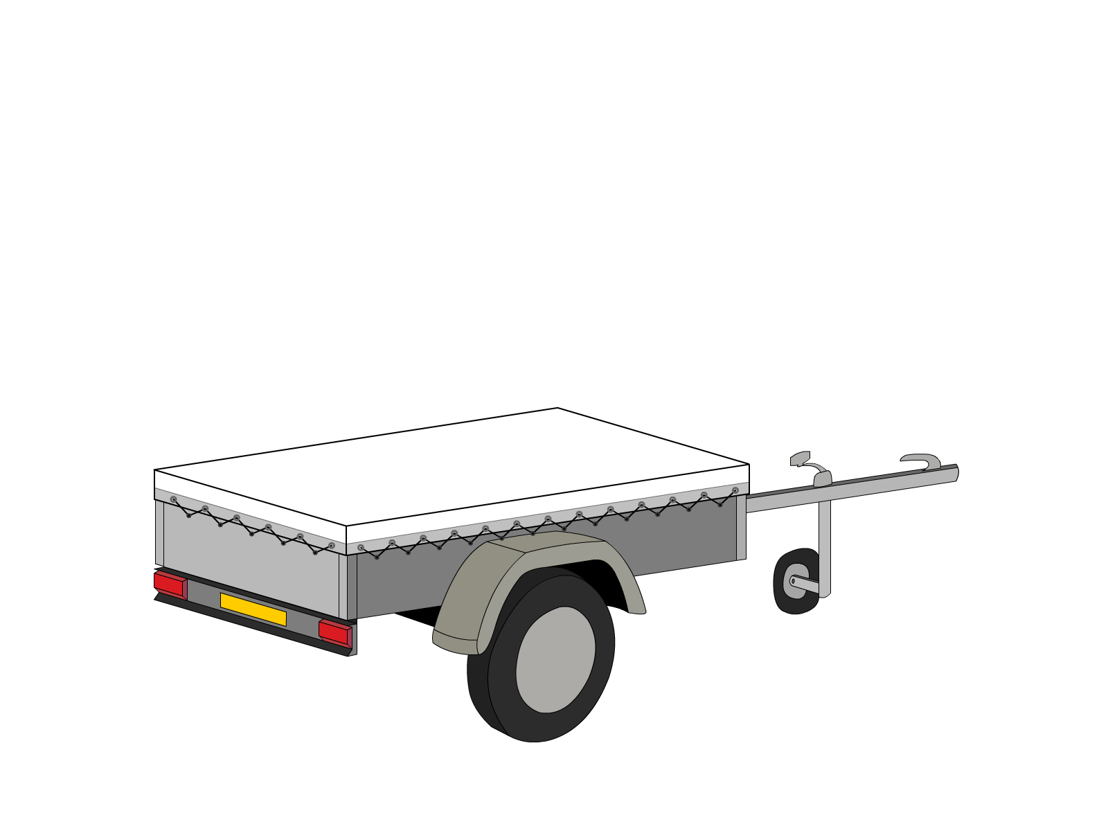 Bâche pour remorque bagagère Basse droite en Membrane PVC 670gr/m² Blanc RAL 9016