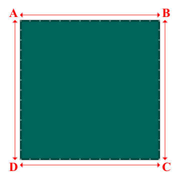 Bâche plate rectangle sur mesure en Membrane PVC 670gr/m² Vert industrie RAL 6026 - 4.00x4.00m