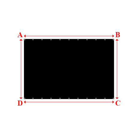 Bâche plate rectangle sur mesure en Membrane PVC 670gr/m² Noir RAL 9005 - 3.00x2.00m