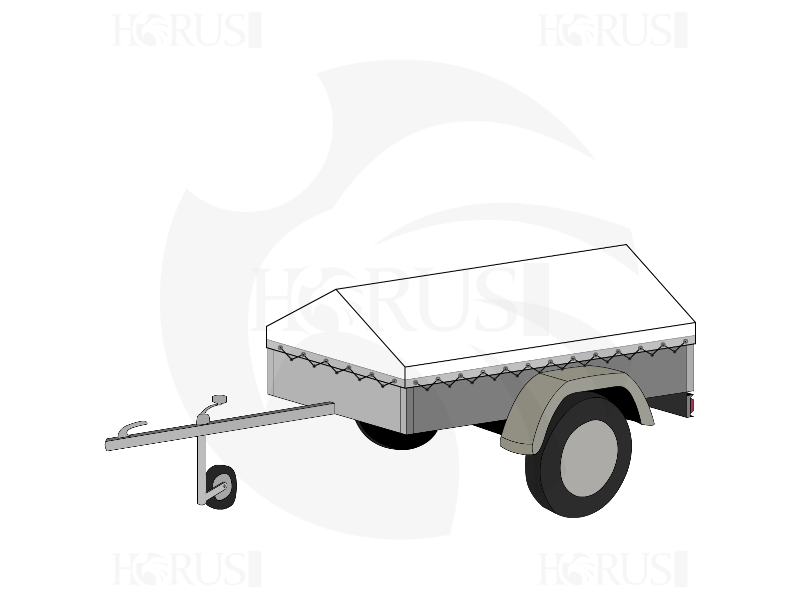 Bâche pour remorque bagagère Basse flèche en Membrane PVC 670gr/m² Blanc RAL 9016