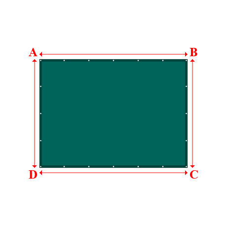 Bâche plate rectangle sur mesure en Membrane PVC 670gr/m² Vert industrie RAL 6026 - 3.00x2.20m