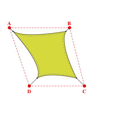 Voile d'ombrage trapèze en Soltis Perform 92 Anis 92-2157 - 3,70x3,40x2,75x3,50m