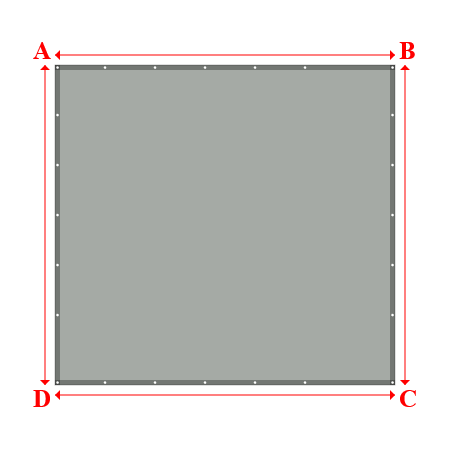 Bâche plate rectangle sur mesure en Membrane PVC 670gr/m² Gris clair RAL 7038 - 3.40x3.20m