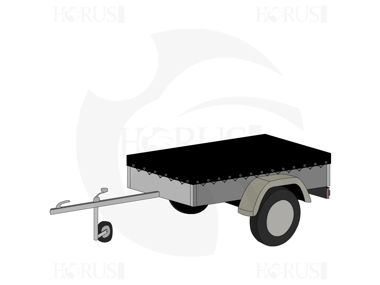 Bâche pour remorque bagagère Basse droite en Membrane PVC 670gr/m² Noir RAL 9005