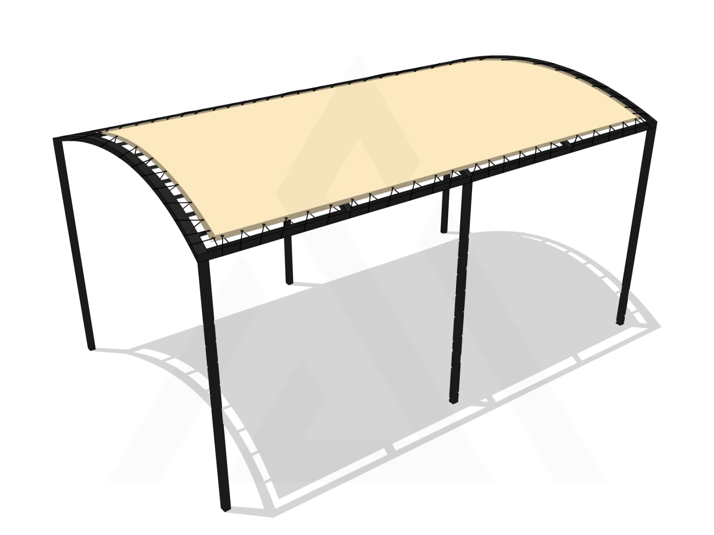 Bâche pour pergola métallique sur pieds bombée en Membrane PVC 670gr/m² Beige ral 1015