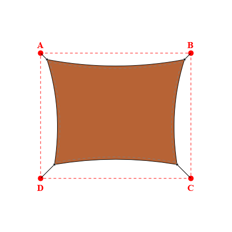 Voile d'ombrage rectangle en Soltis Lounge 96 Caramel 96-50261 - 5,49x4,19x4,89x4,19m