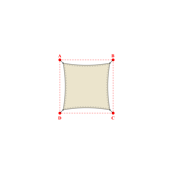 Voile d'ombrage carrée en Soltis Perform 92 Karité 92-50843 - 3,69x3,69x3,69x3,69m