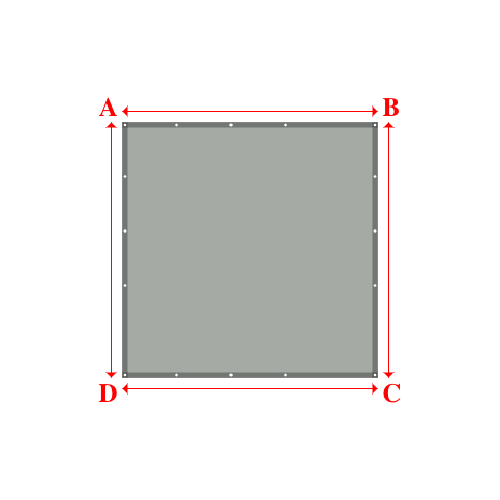 Bâche plate rectangle sur mesure en Membrane PVC 670gr/m² Gris clair RAL 7038 - 2.35x2.35m
