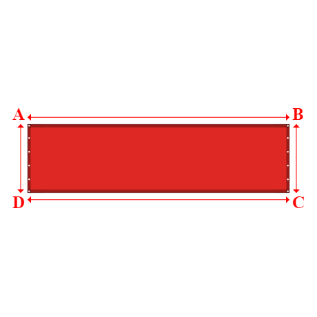 Bâche plate rectangle sur mesure en Membrane PVC 670gr/m² Rouge RAL 3002 - 4.20x1.10m