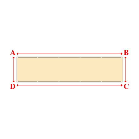 Bâche plate rectangle sur mesure en Membrane PVC 670gr/m² Beige ral 1015 - 3.50x0.84m