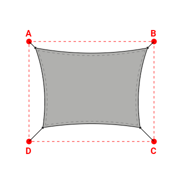 Voile d'ombrage rectangle en Soltis Perform 92 alu/gris moyen 92-2074 - 4,49x3,19x3,89x3,19m