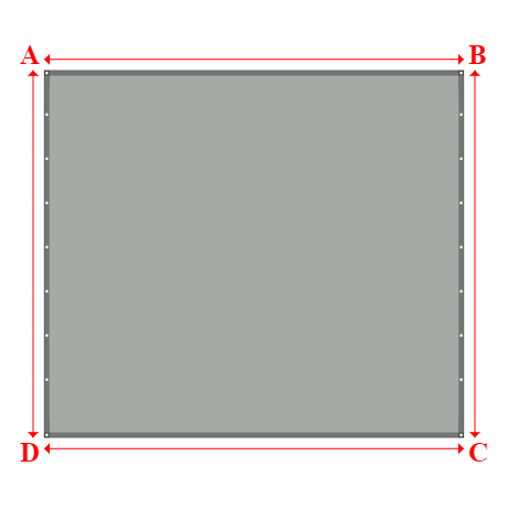 Bâche plate rectangle sur mesure en Membrane PVC 670gr/m² Gris clair RAL 7038 - 4.00x3.50m