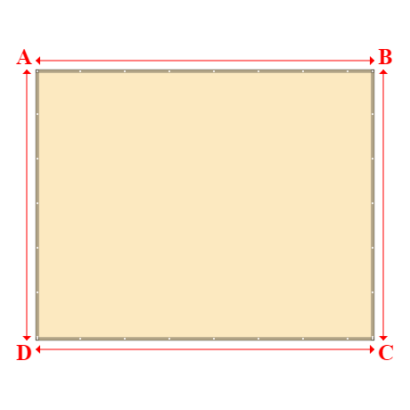 Bâche plate rectangle sur mesure en Membrane PVC 670gr/m² Beige ral 1015 - 5.00x4.00m