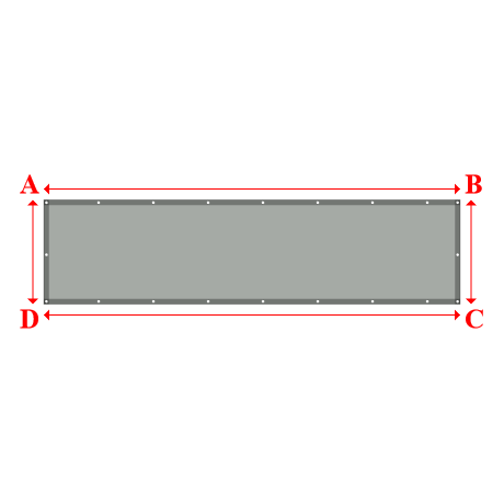 Bâche plate rectangle sur mesure en Membrane PVC 670gr/m² Gris clair RAL 7038 - 4.00x1.00m