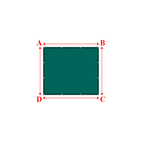 Bâche plate rectangle sur mesure en Membrane PVC 670gr/m² Vert industrie RAL 6026 - 1.80x1.55m