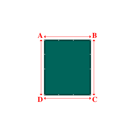 Bâche plate rectangle sur mesure en Protect covert 905F3 900gr/m², toile PVC Etanche Vert industrie - 1.60x1.90m