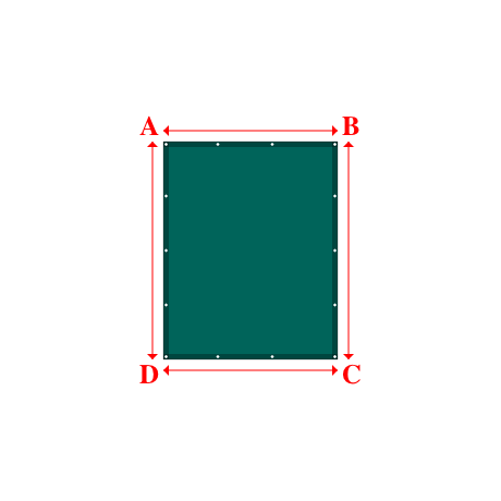Bâche plate rectangle sur mesure en Protect covert 905F3 900gr/m², toile PVC Etanche Vert industrie - 1.60x2.00m