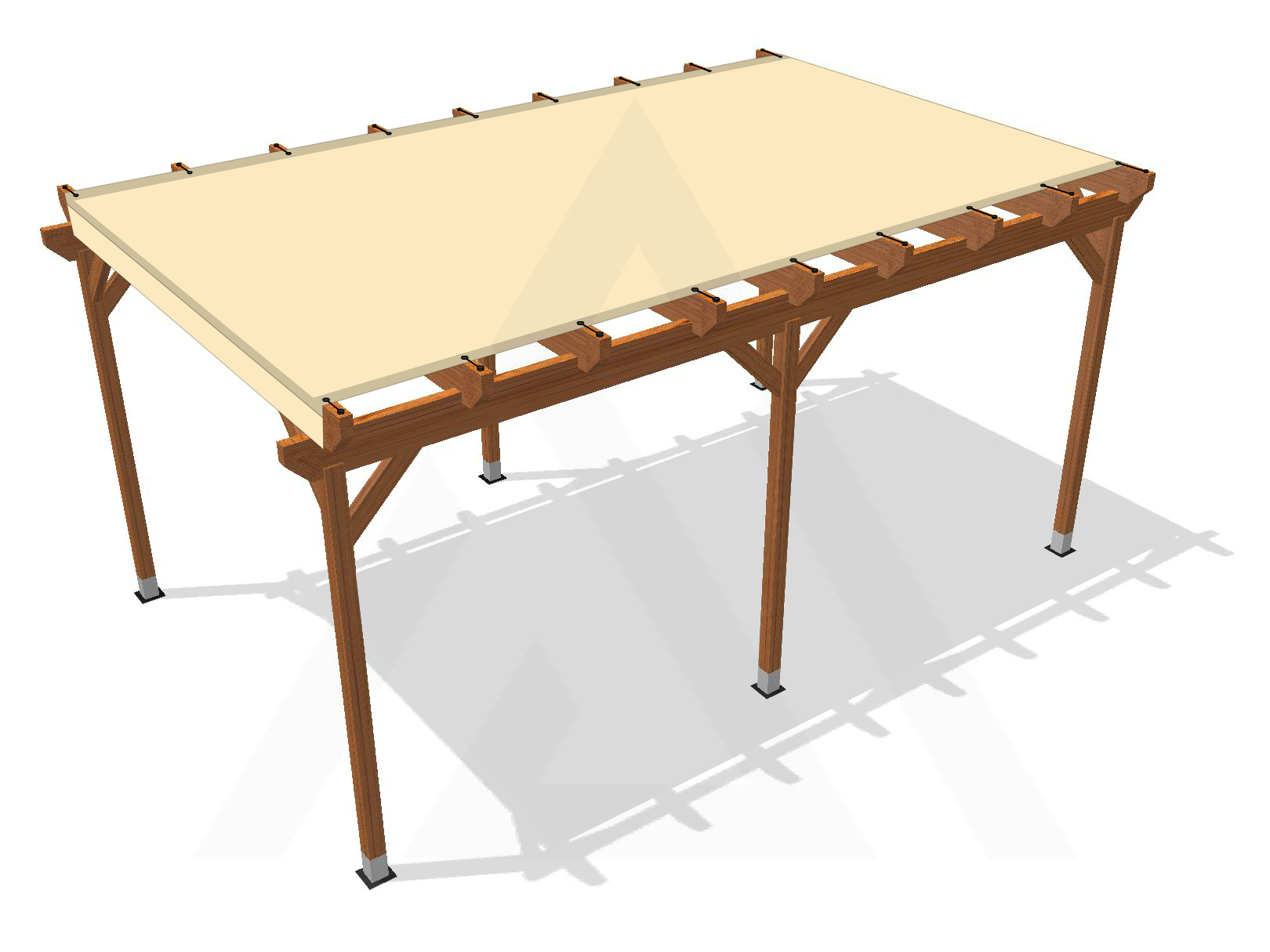 Bâche pour pergola bois sur pieds sans débord en Membrane PVC 670gr/m² Beige ral 1015