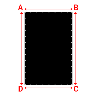 Bâche plate rectangle sur mesure en Membrane PVC 670gr/m² Noir RAL 9005 - 1.83x2.80m