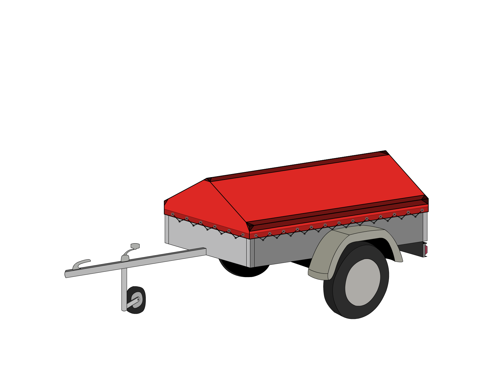 Bâche pour remorque bagagère Basse flèche en Membrane PVC 670gr/m² Rouge RAL 3002