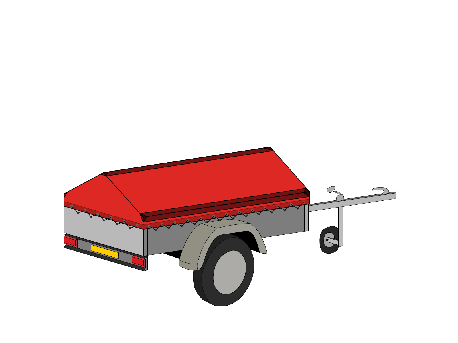 Bâche pour remorque bagagère Basse flèche en Membrane PVC 670gr/m² Rouge RAL 3002