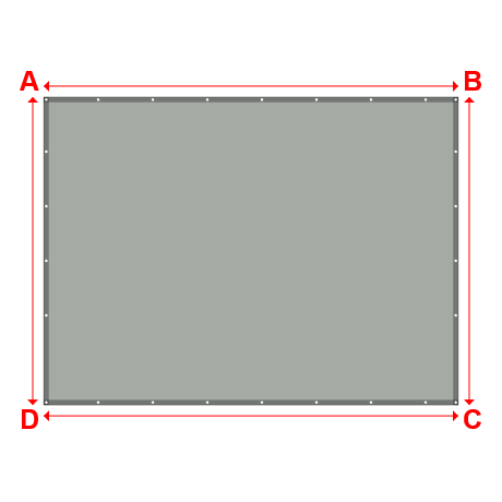 Bâche plate rectangle sur mesure en Membrane PVC 670gr/m² Gris clair RAL 7038 - 4.00x2.97m