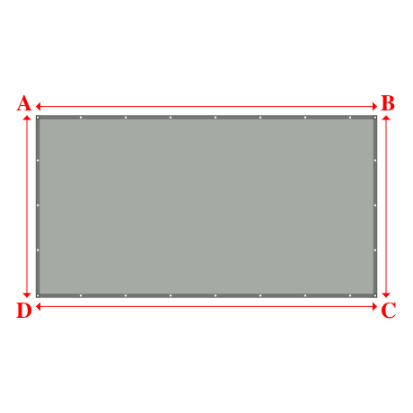 Bâche plate rectangle sur mesure en Membrane PVC 670gr/m² Gris clair RAL 7038 - 4.44x2.37m
