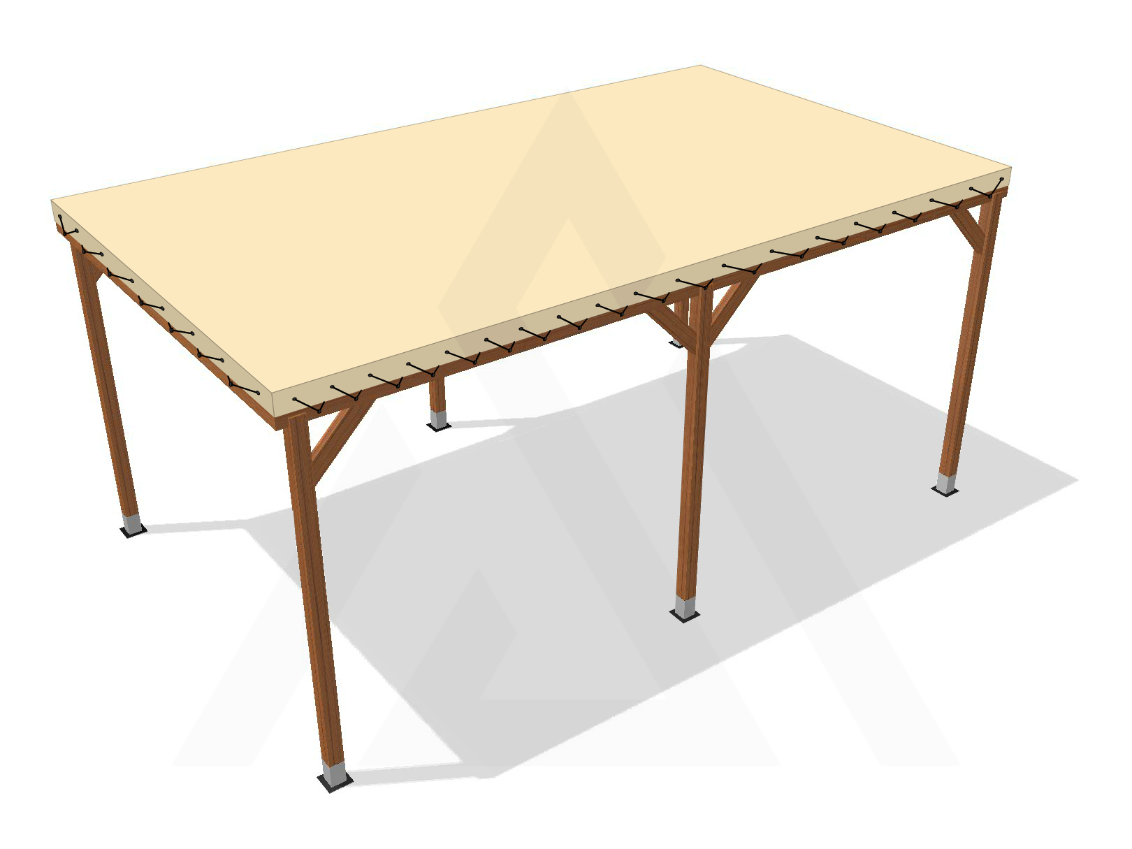 Bâche pour pergola bois sur pieds sans débord en Membrane PVC 670gr/m² Beige ral 1015