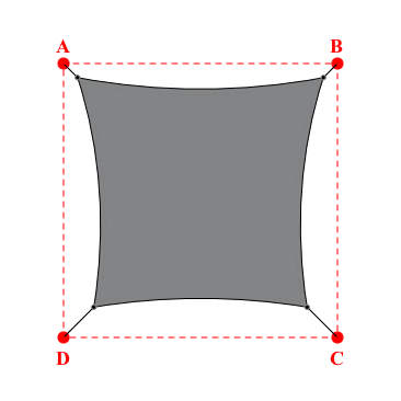 Voile d'ombrage carrée en Soltis Horizon 86 Métal Martelé 86-2045 - 4,49x4,19x3,89x4,19m