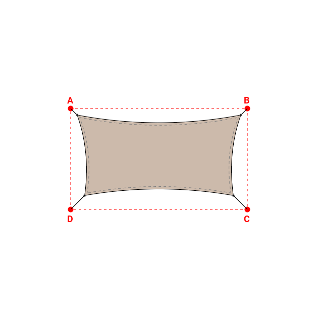 Voile d'ombrage rectangle en Soltis Lounge 96 Sandy beige 96-2135 - 6,49x3,19x5,89x3,19m