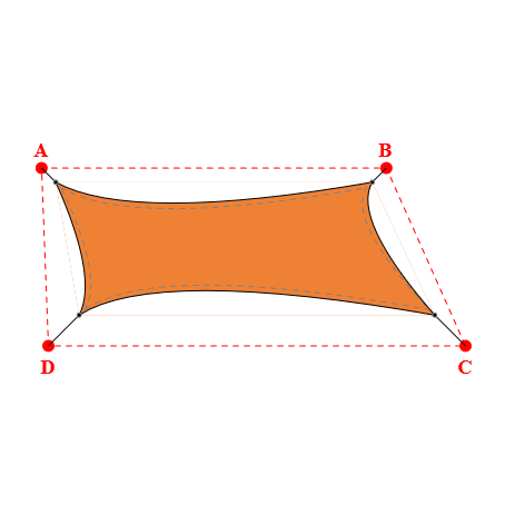 Voile d'ombrage trapèze en Soltis Perform 92 Orange 92-8204 - 5,69x2,69x6,39x2,39m