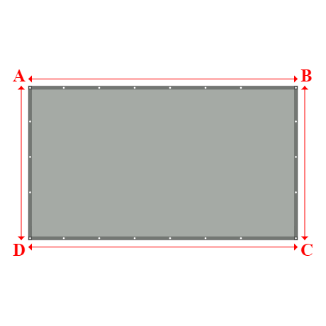 Bâche plate rectangle sur mesure en Membrane PVC 670gr/m² Gris clair RAL 7038 - 3.85x2.20m