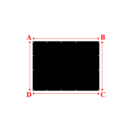 Bâche plate rectangle sur mesure en Membrane PVC 670gr/m² Noir RAL 9005 - 2.32x1.72m