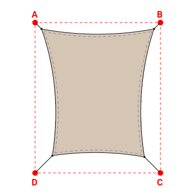 Voile d'ombrage rectangle en Soltis Perform 92 Beige Sablé 92-2135 - 4,49x5,11x3,67x5,06m