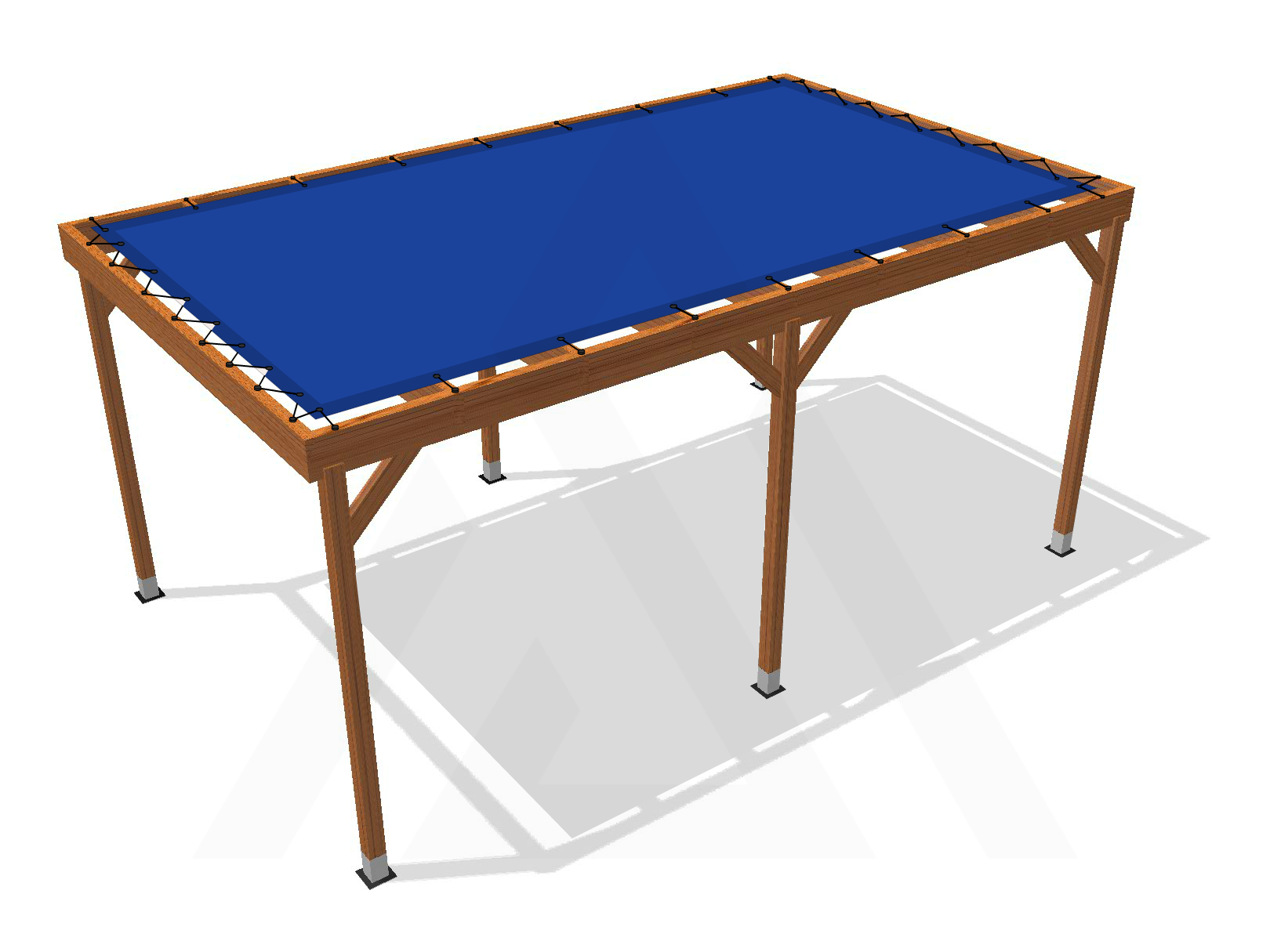 Bâche pour pergola bois sur pieds sans débord en Membrane PVC 670gr/m² Bleu foncé RAL 5002