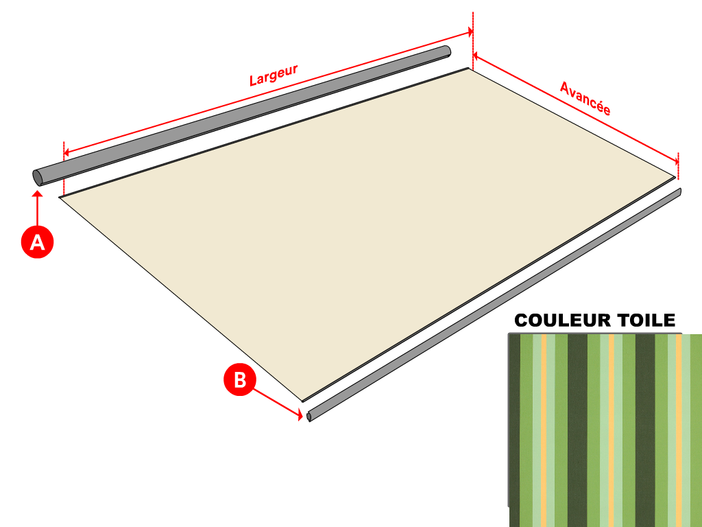 Toile Dickson Orchestra Rayure fantaisie 8615 Capri pour store banne - 2.5x1.5m