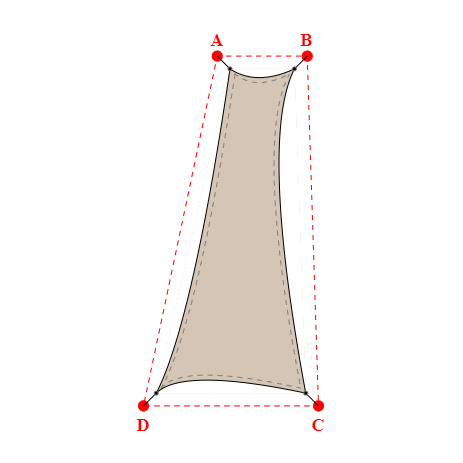 Voile d'ombrage trapèze en Soltis Perform 92 Beige Sablé 92-2135 - 1,29x6,49x2,99x6,64m