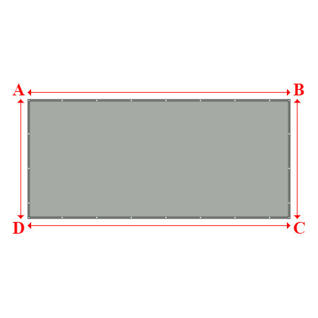 Bâche plate rectangle sur mesure en Membrane PVC 670gr/m² Gris clair RAL 7038 - 5.50x2.50m