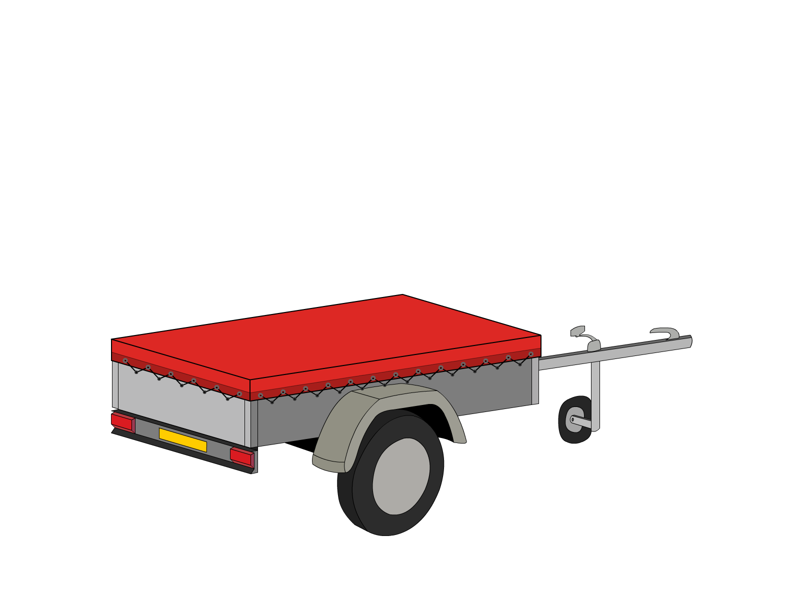 Bâche pour remorque bagagère Basse droite en Membrane PVC 670gr/m² Rouge RAL 3002