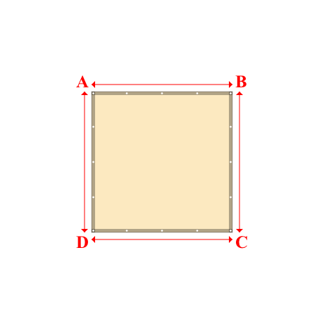 Bâche plate rectangle sur mesure en Membrane PVC 670gr/m² Beige ral 1015 - 2.00x2.00m