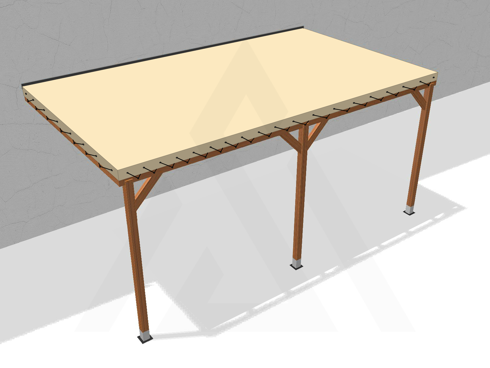 Bâche pour pergola bois murale sans débord en Membrane PVC 670gr/m² Beige ral 1015