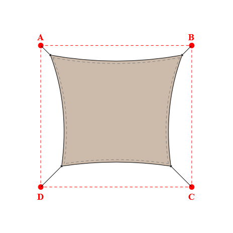 Voile d'ombrage rectangle en Soltis Lounge 96 Sandy beige 96-2135 - 3,49x2,94x2,89x2,94m