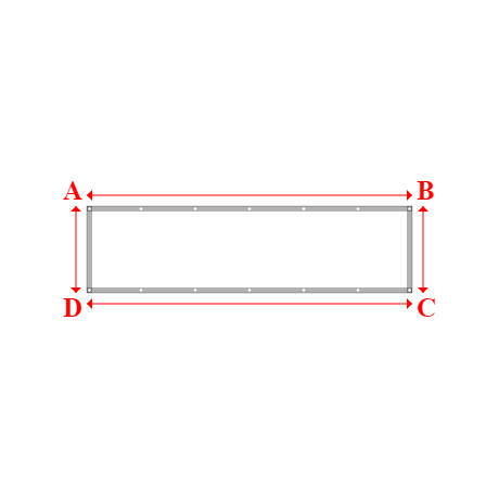 Bâche plate rectangle sur mesure en Membrane PVC 670gr/m² Blanc RAL 9016 - 3.00x0.80m