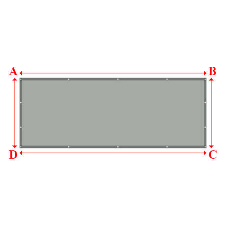 Bâche plate rectangle sur mesure en Membrane PVC 670gr/m² Gris clair RAL 7038 - 4.00x1.50m